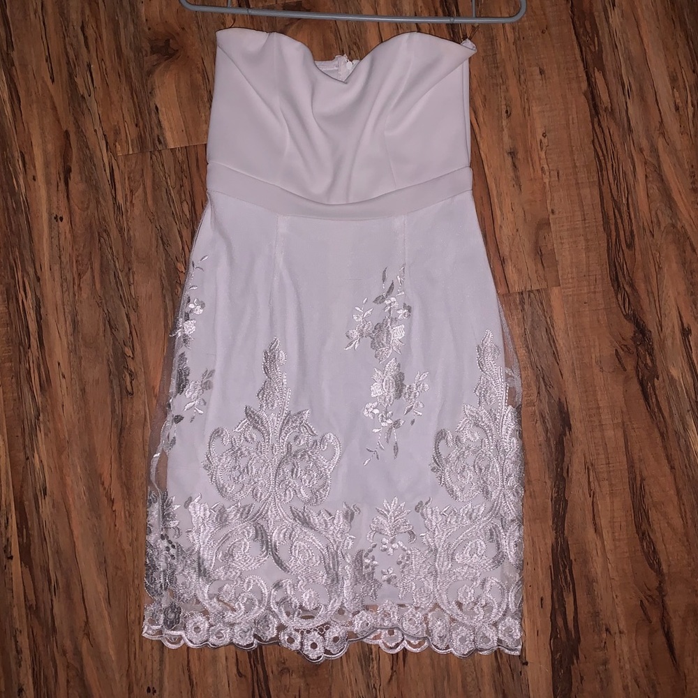 Strapless white dress